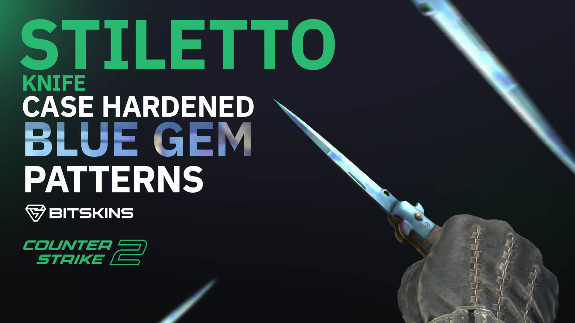 Stiletto Knife | Case Hardened Blue Gem Patterns